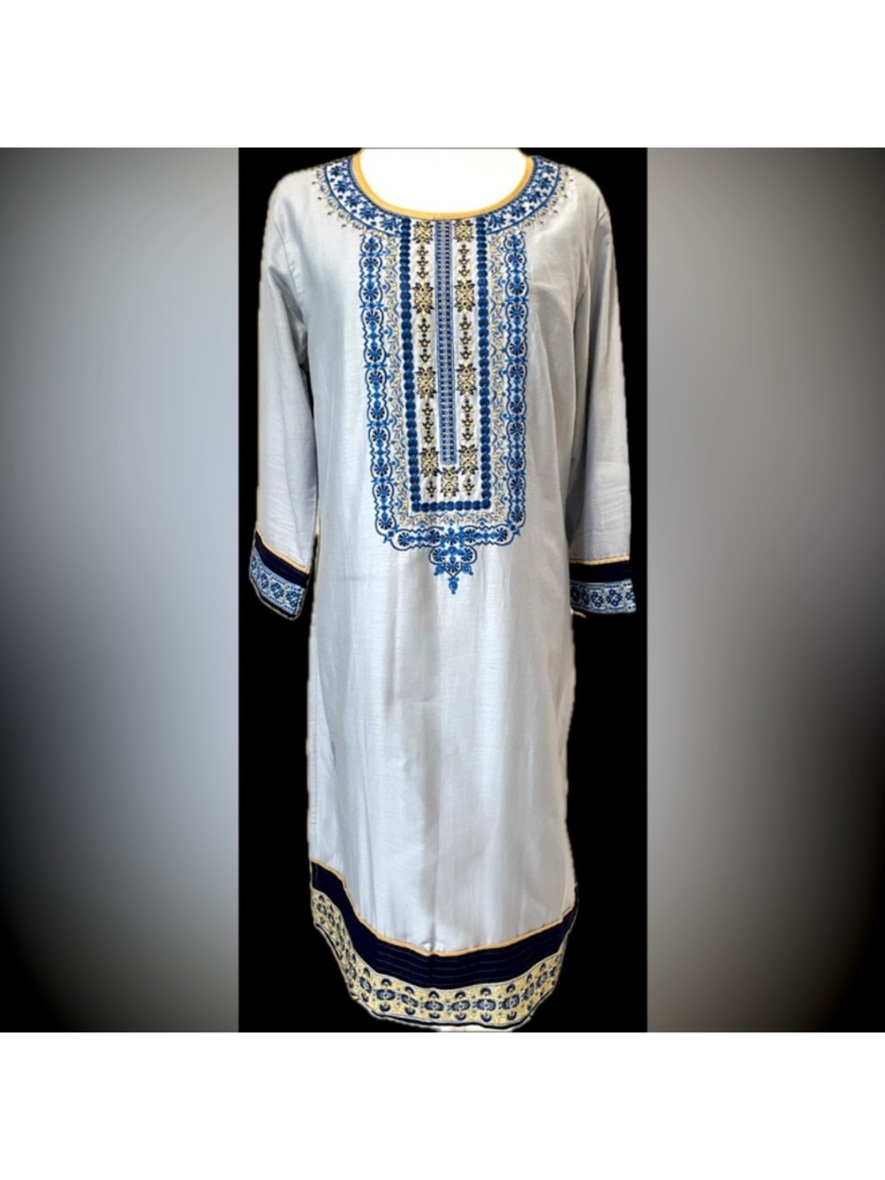 Blue and gold Embroidered long tunic